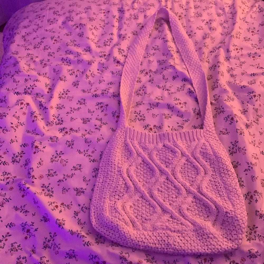 knitted tote bag, handmade